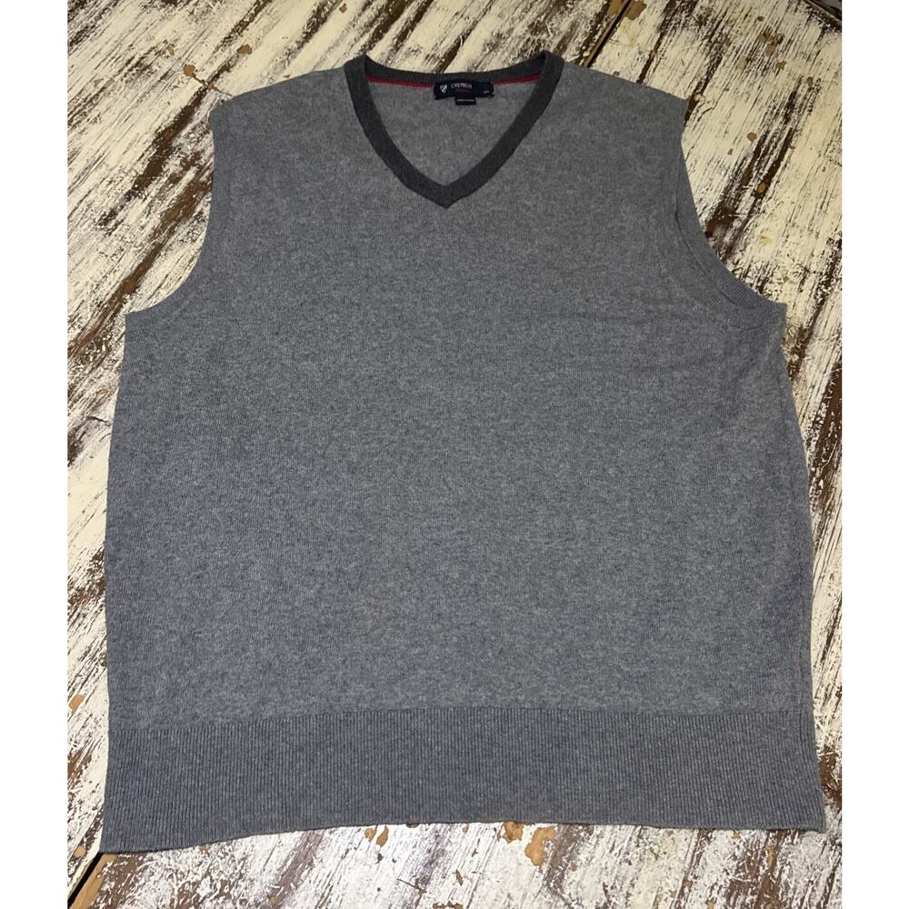 Daniel Cremieux Sweater Vest Sz L Gray Soft Cashmere & Cotton Casual Knit Mens